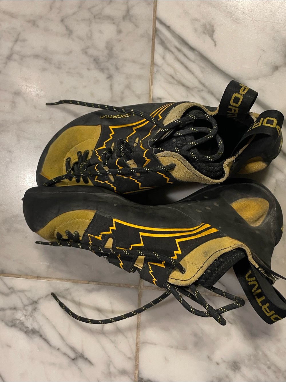 La Sportiva Black and Yellow Lace-Up Climbing Shoes